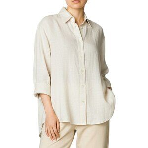 Edward 100% Irish Linen Neutral Beige Button Front Shirt Women's Size L